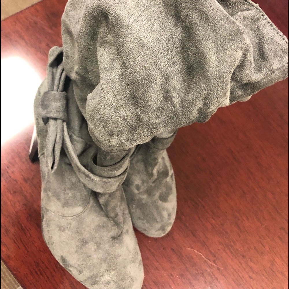 Grey Swede Boots by Hannah